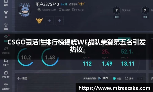 CSGO灵活性排行榜揭晓WE战队荣登第五名引发热议